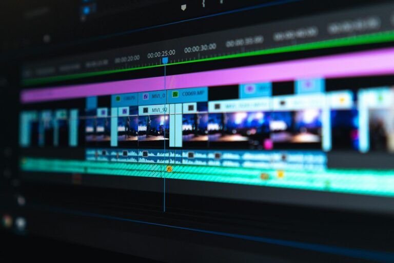Professional YouTuber studio setup with 4K camera, studio condenser microphone, and script monitor